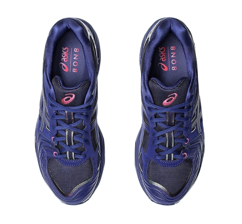 8ON8 x Asics Gel Kayano 14 Indigo Blue collaboration sneaker, merging tradition with contemporary flair. Featuring a luxurious Indigo Blue color scheme and meticulous craftsmanship, including suede overlays and breathable mesh panels.