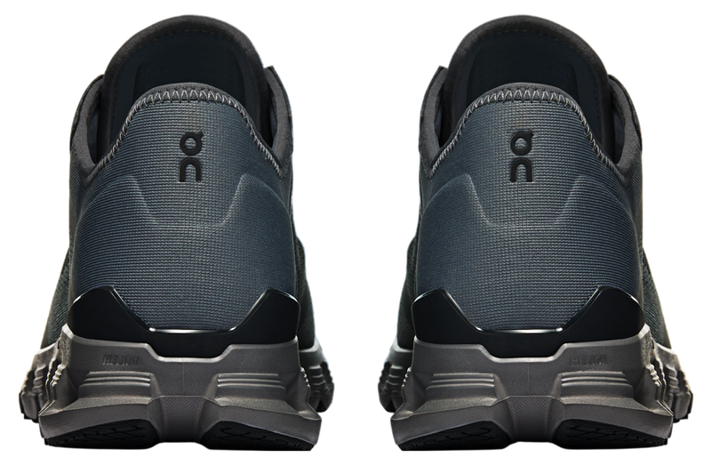 On Cloud X 4 AD Stone/Black running shoe featuring advanced mesh upper, sleek silhouette, and stylish stone and black colorway.