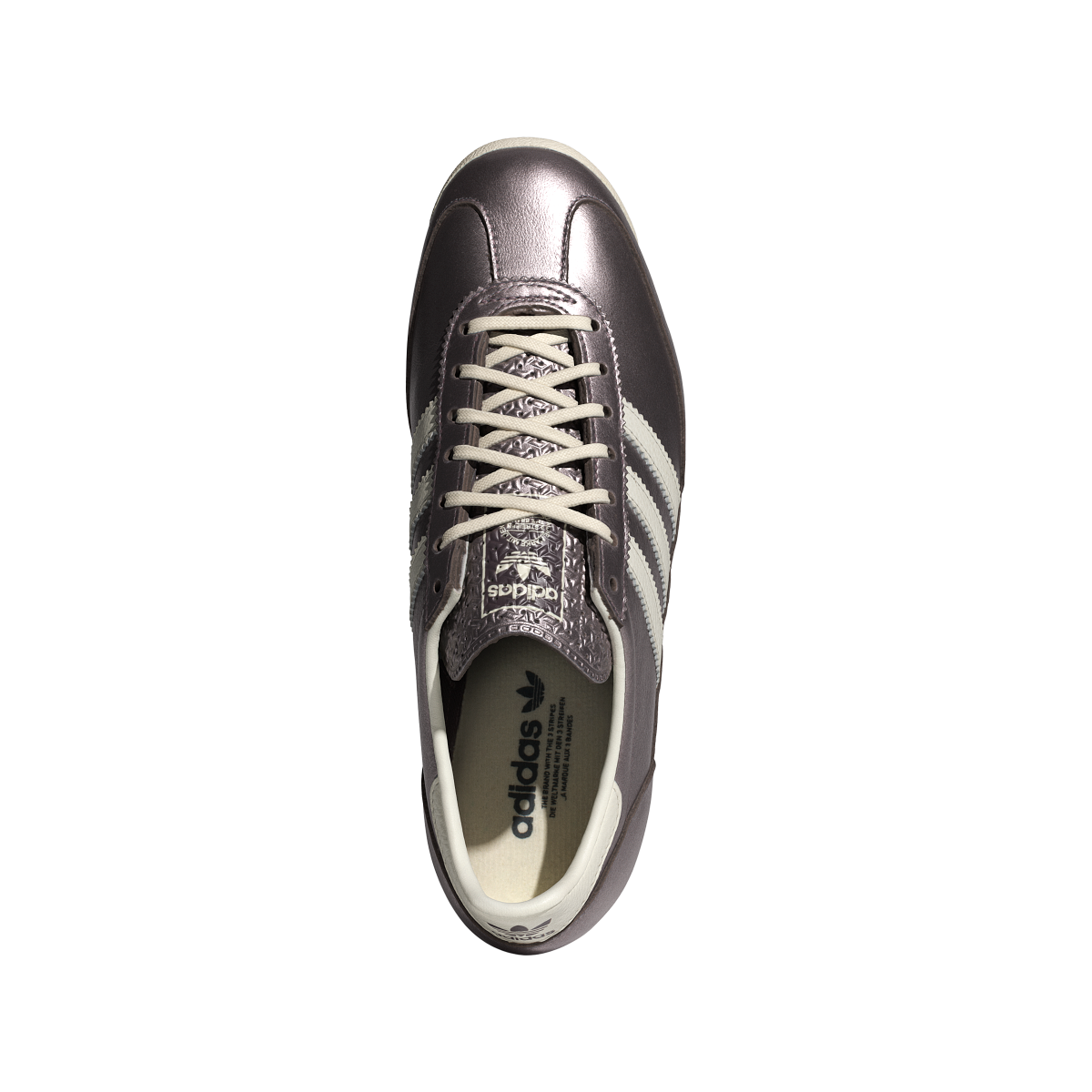 adidas SL 72 sneaker with a metallic leather upper, low-profile silhouette, and EVA midsole for lightweight comfort and vintage-inspired style.