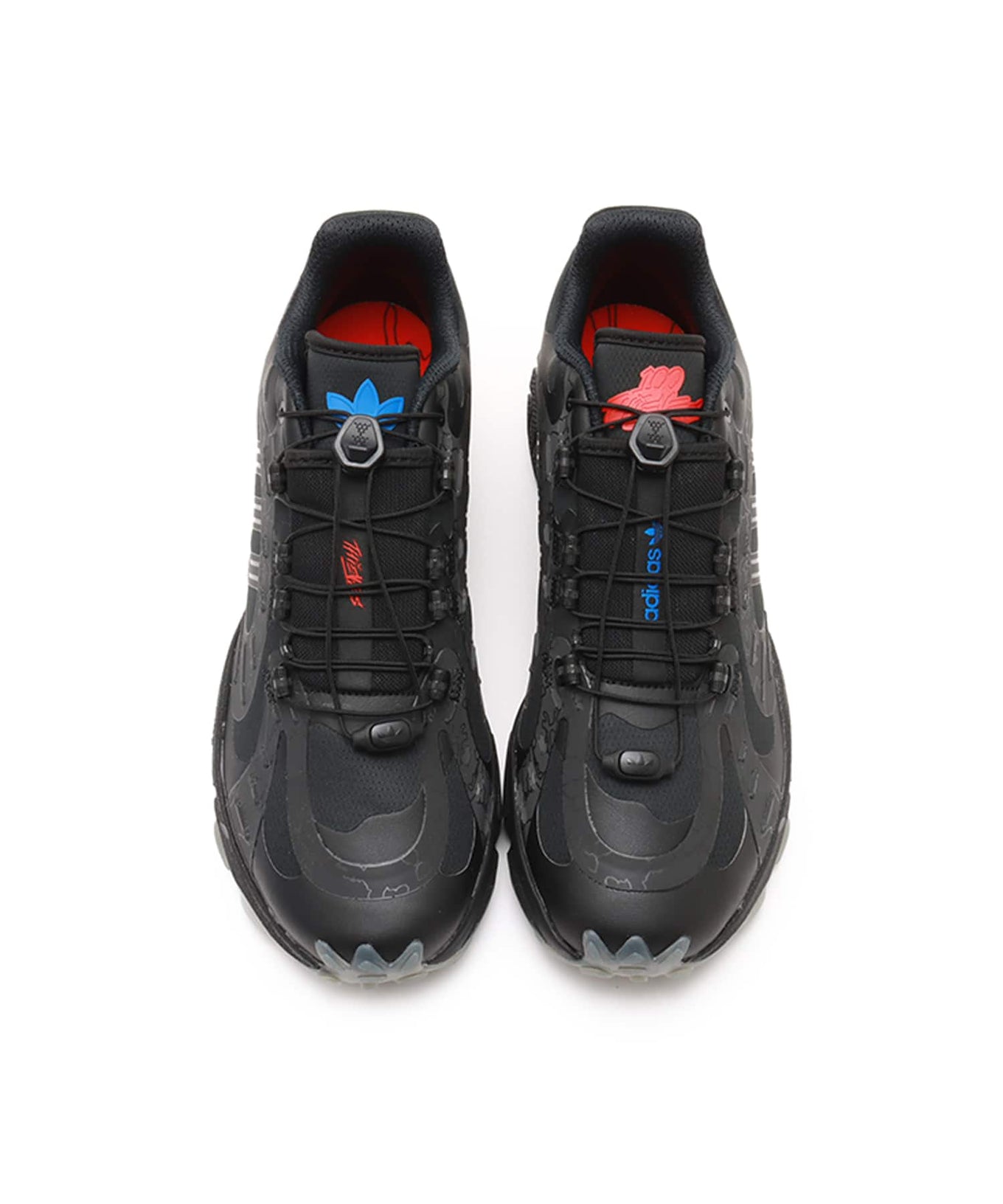 adidas x 100 Thieves Savage shoes with reflective geo-camo, speed lacing, welded TPU overlays, and dual branding