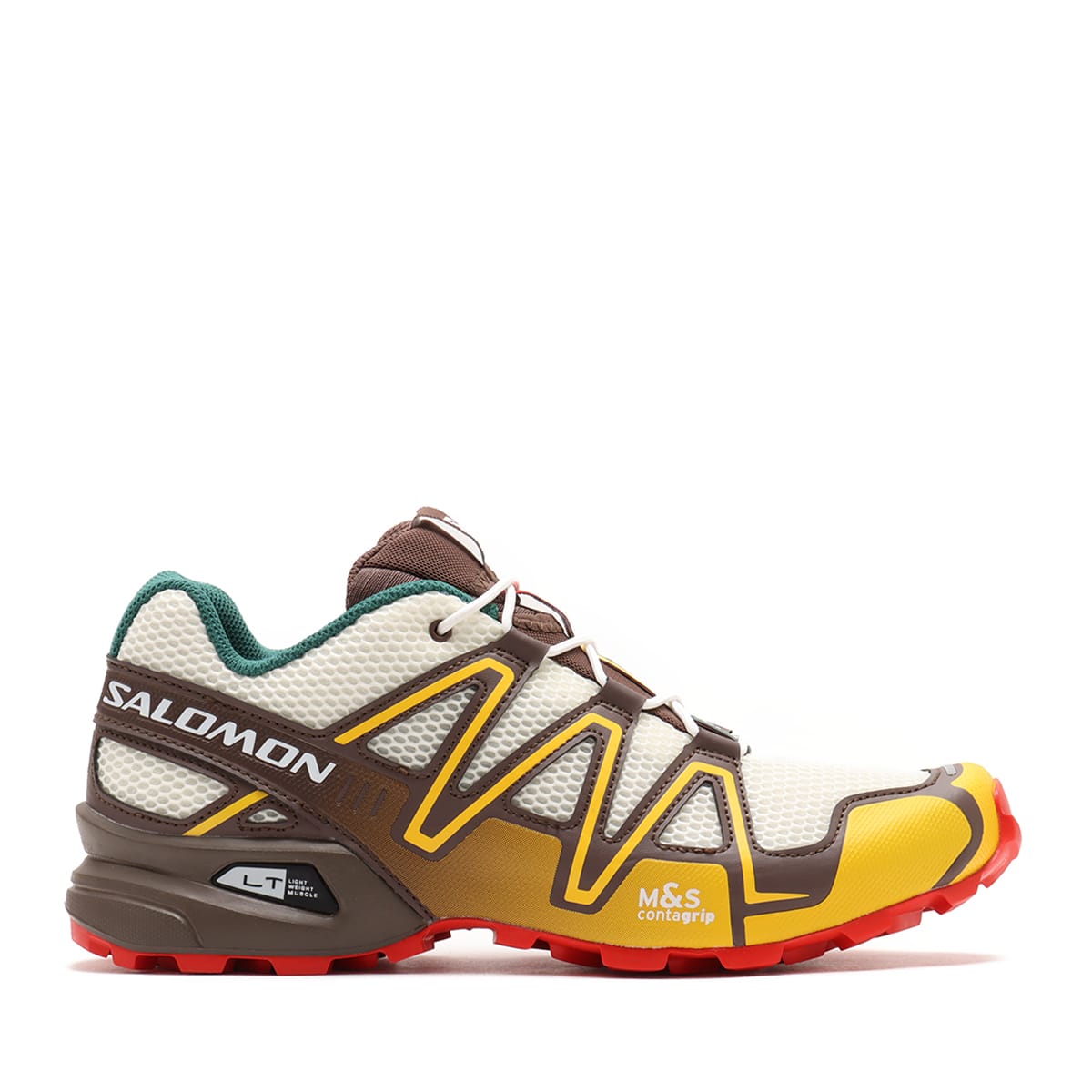 Salomon x Vandy The Pink SPEEDCROSS 3 "Hamburger" sneaker with vibrant colors and materials representing a hamburger