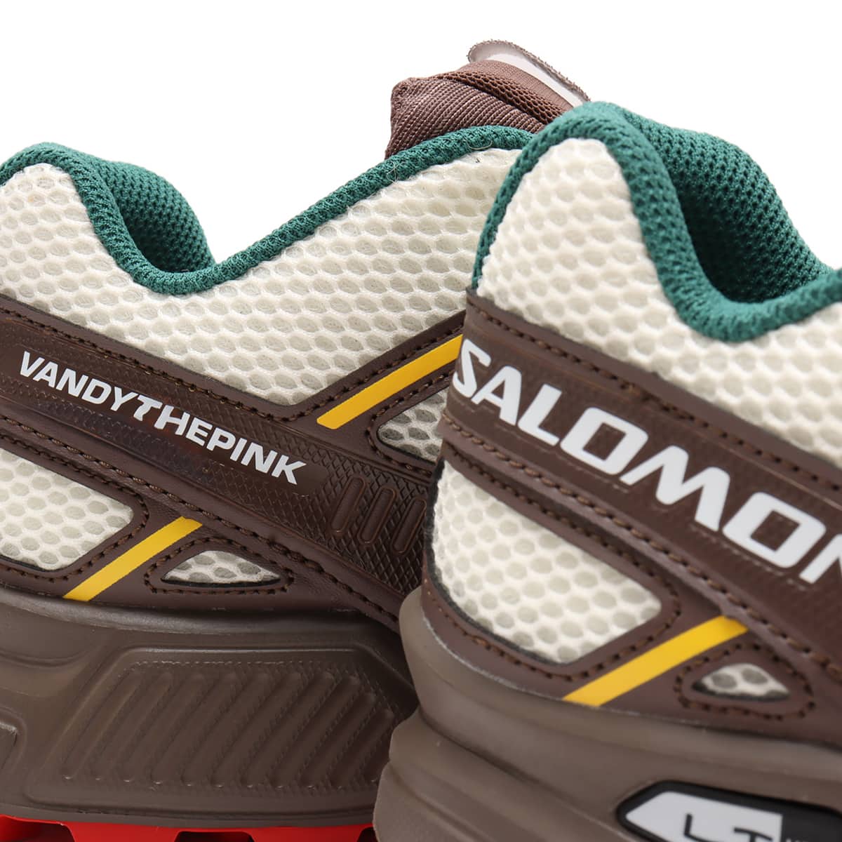 Salomon x Vandy The Pink SPEEDCROSS 3 "Hamburger" sneaker with vibrant colors and materials representing a hamburger