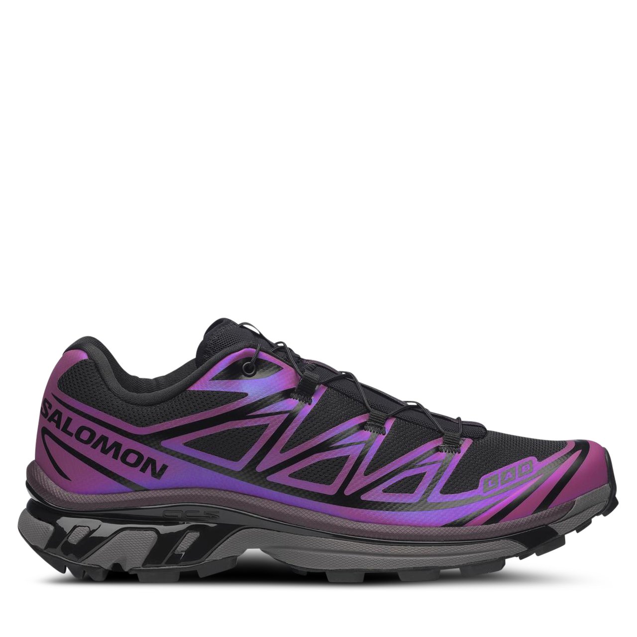 Salomon XT-6 trail sneakers with iridescent upper and technical sole design