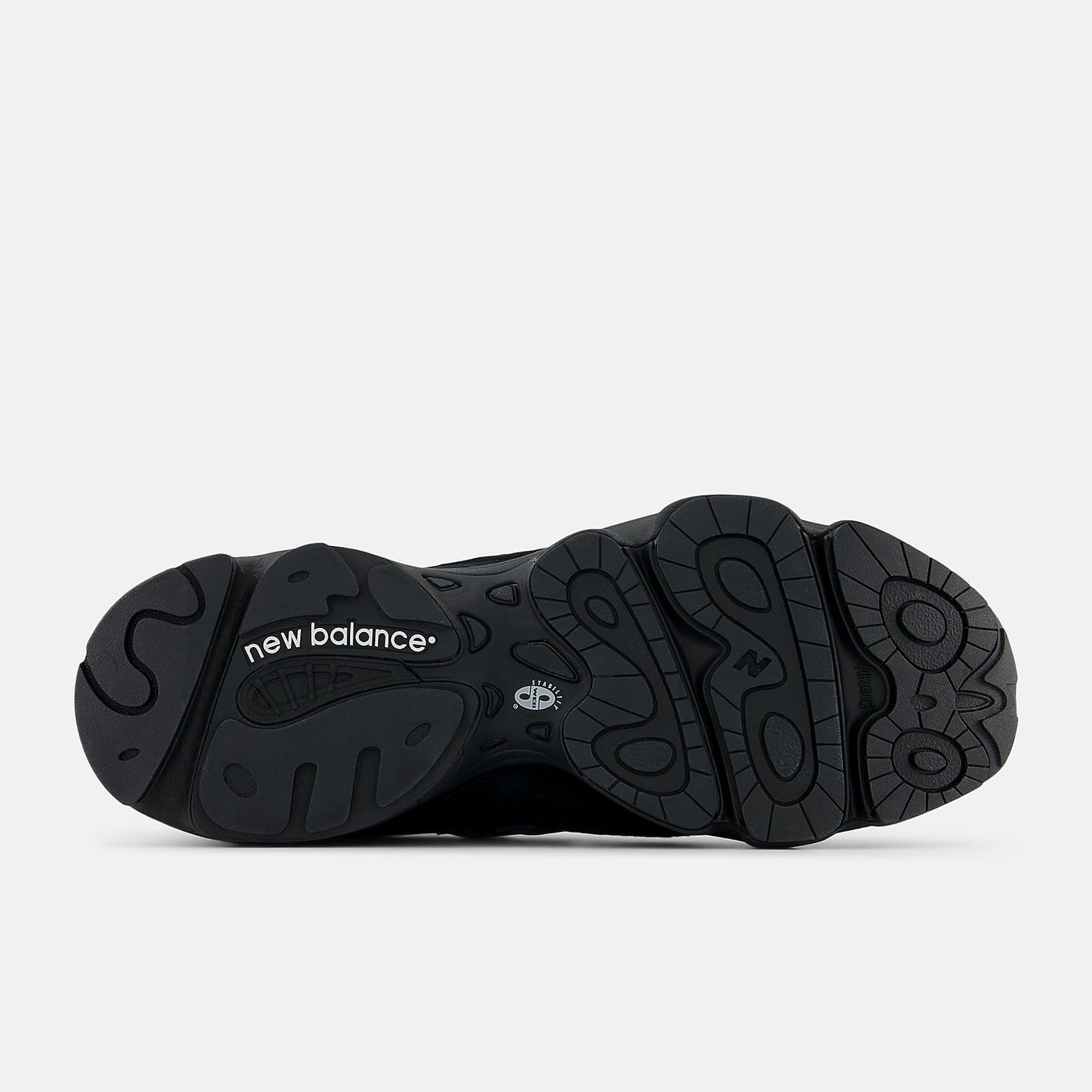 New Balance 1000 sneaker with futuristic design, featuring mesh underlays, leather overlays, and a segmented sole with ABZORB cushioning.