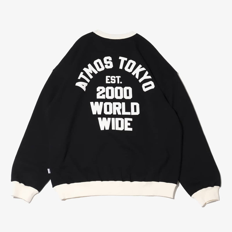 Ringer sweatshirt with contrast ribbing and foam-printed ATMOS TOKYO logo. 