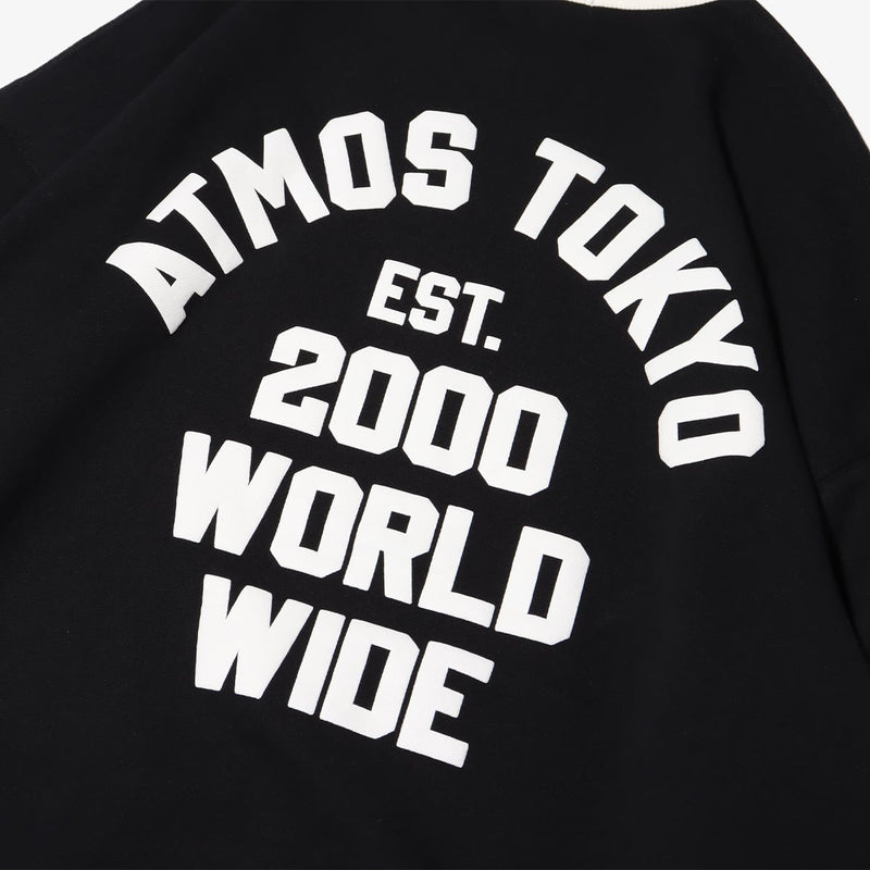 Ringer sweatshirt with contrast ribbing and foam-printed ATMOS TOKYO logo. 