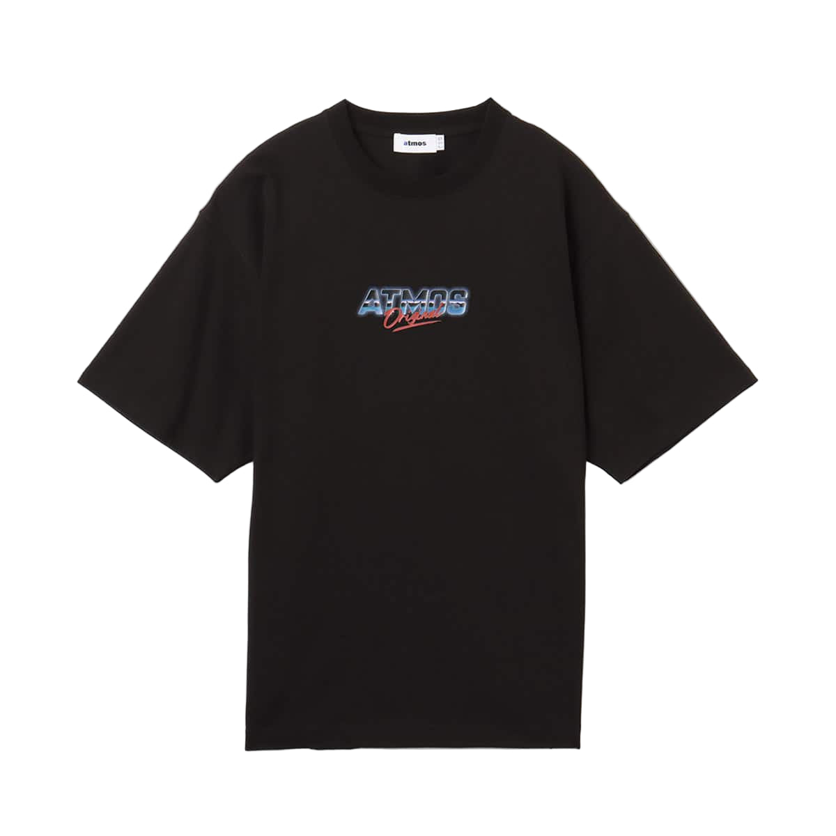 Short-sleeve T-shirt with a textured jersey fabric and a 1990s-inspired electronics graphic design, featuring inkjet and gel printing techniques. 