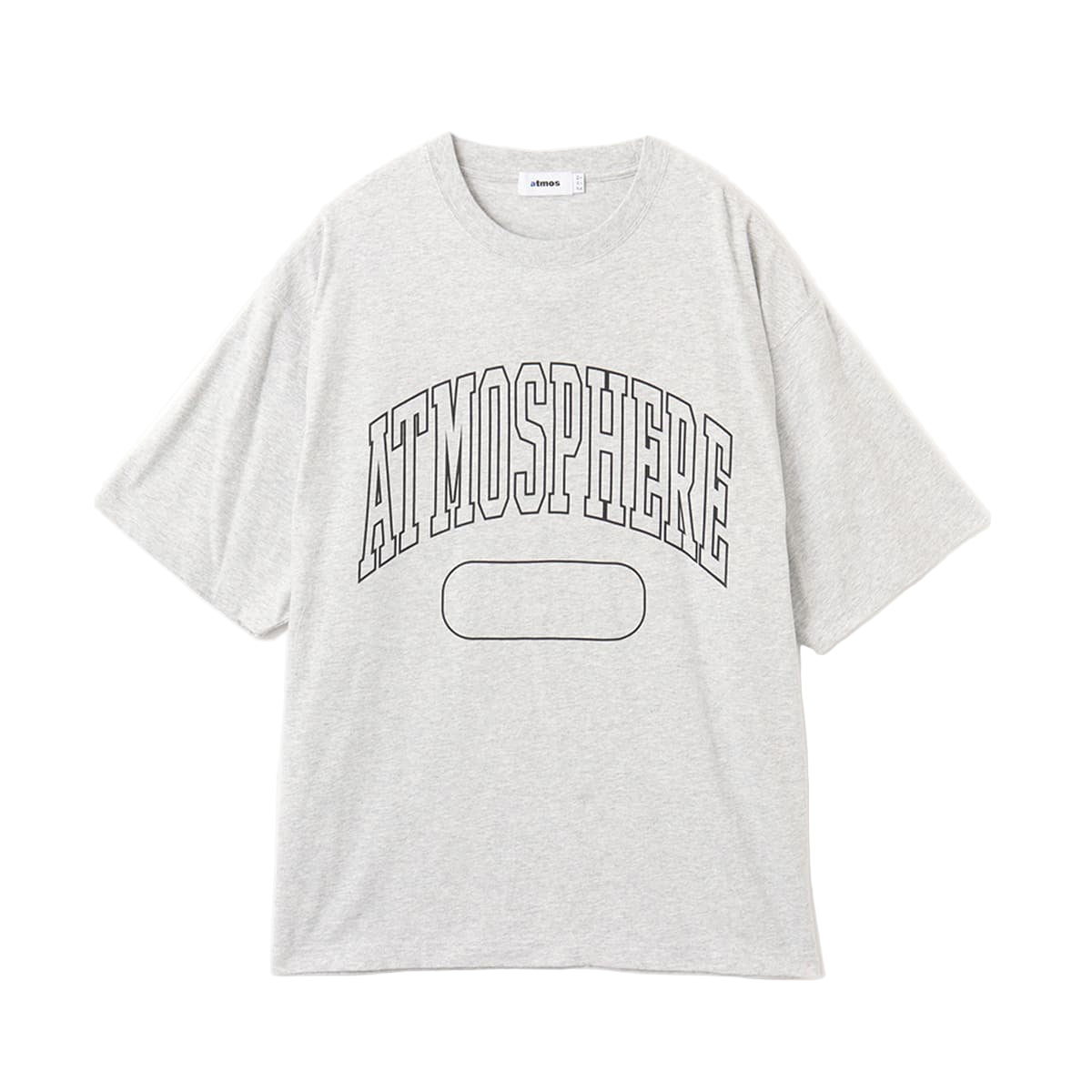ATMOSPHERE logo short-sleeved T-shirt with vintage black finish and blue pistag at left hem
