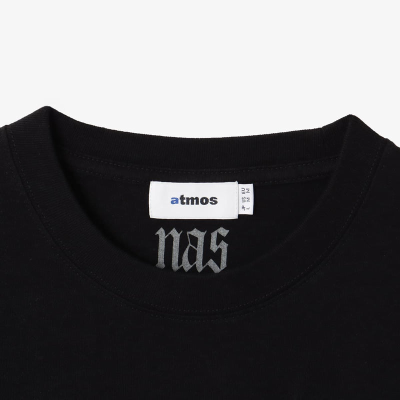 Nas x atmos "NY State of Mind" T-shirt featuring the track title on the front and a bold NAS logo on the back, commemorating Nas's 30th anniversary and Japan tour.


