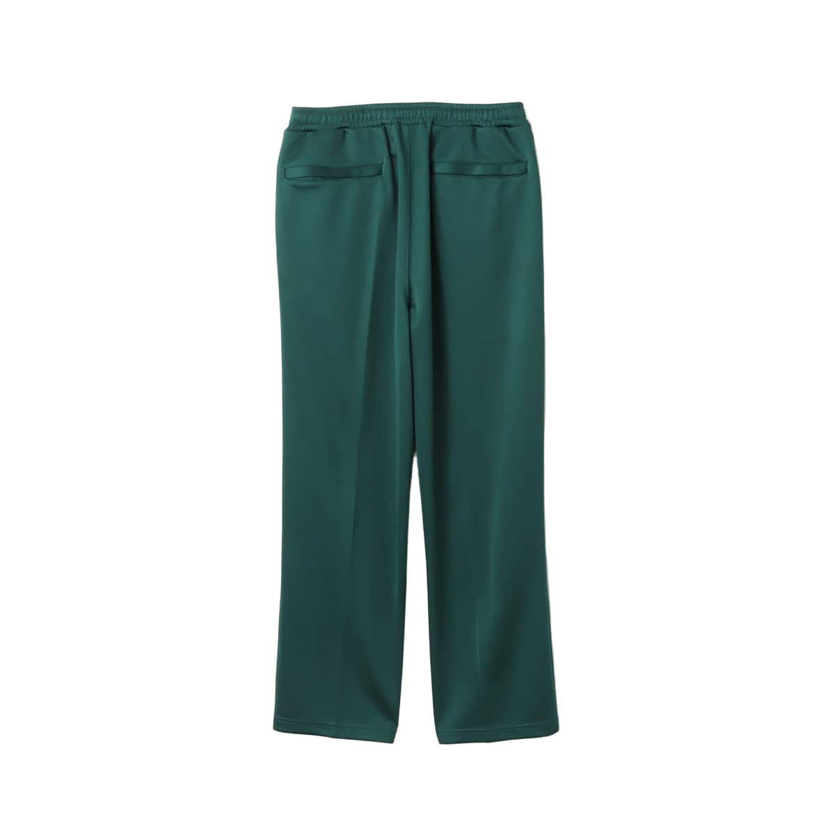 Men’s pin tuck trouser pants in Japanese Toray jersey with elastic waistband, bias pockets, and zippered back pocket