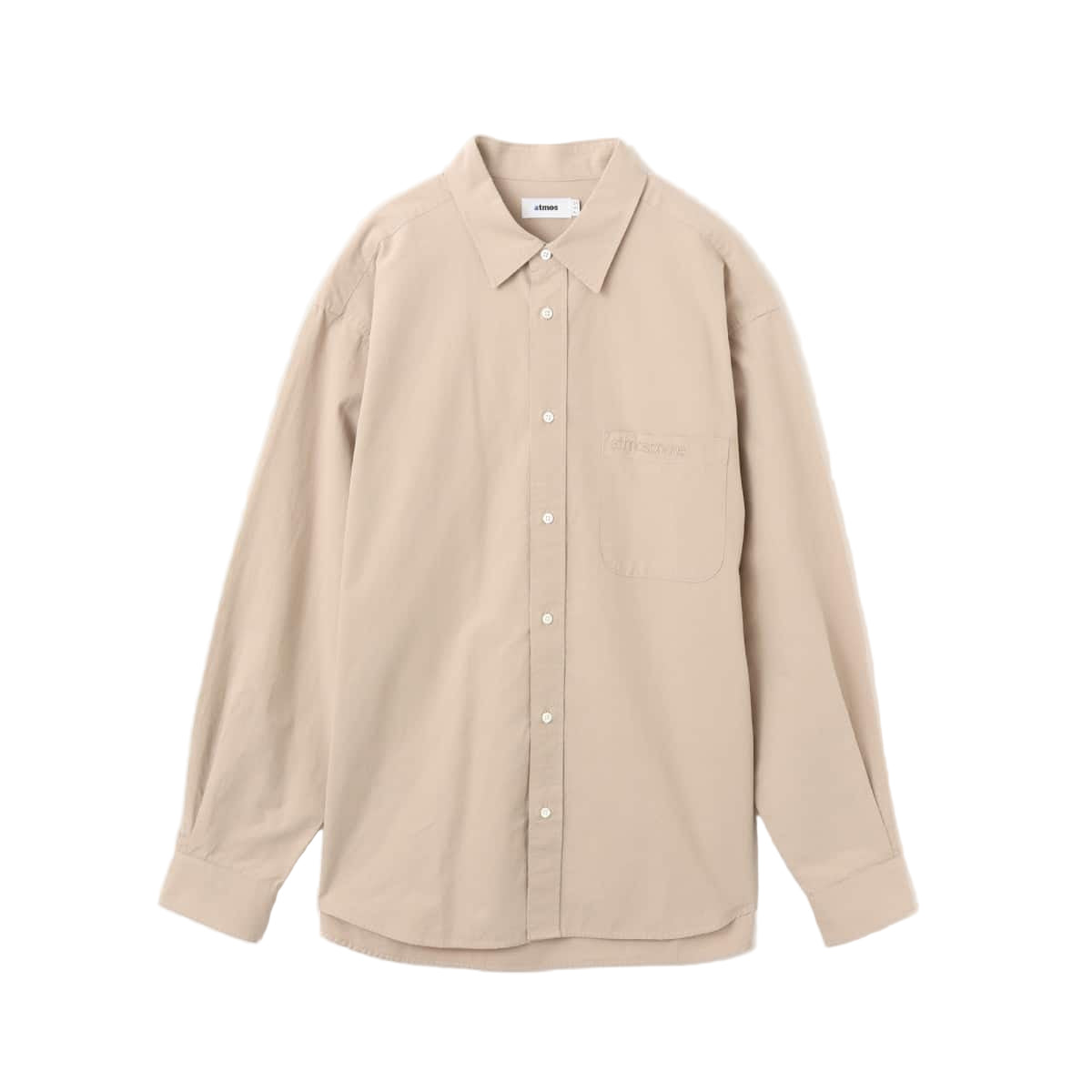 Vintage-Inspired Loose-Fit Shirt with Vertical Creases and Embroidered Atmosphere Motif