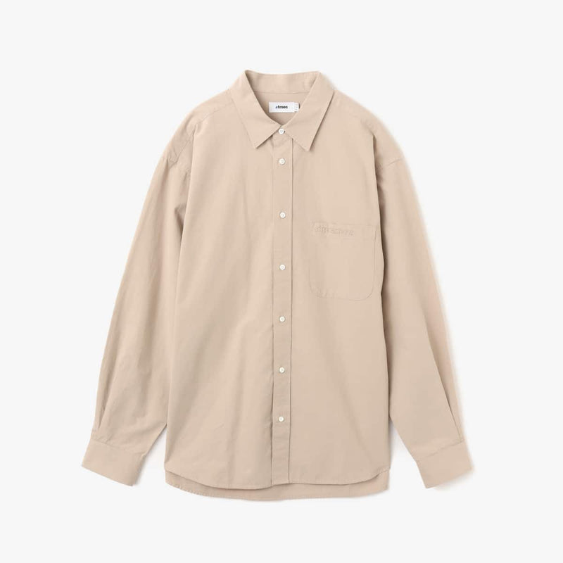 Vintage-Inspired Loose-Fit Shirt with Vertical Creases and Embroidered Atmosphere Motif