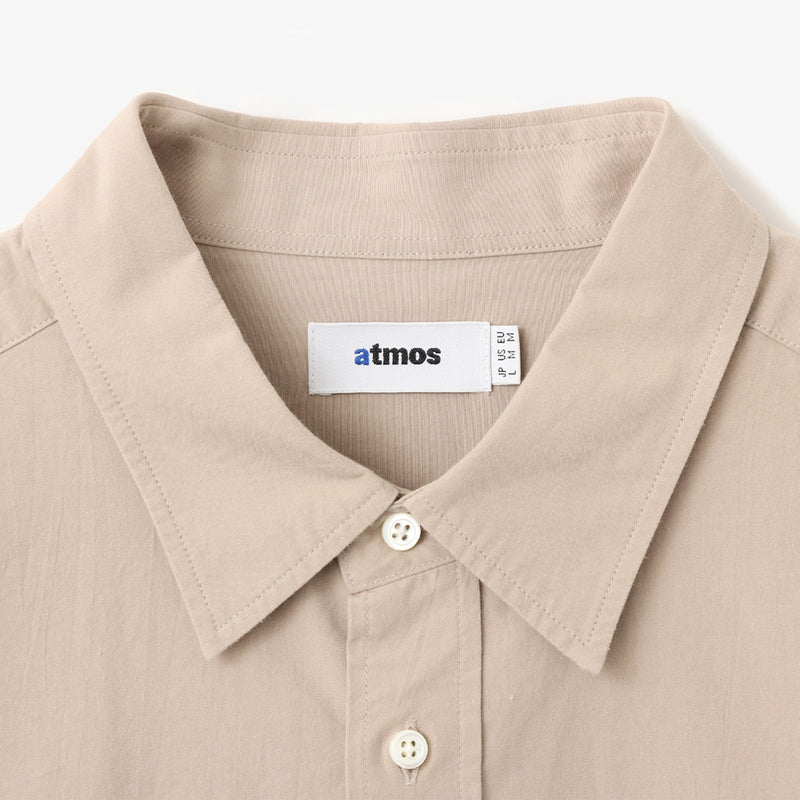 Vintage-Inspired Loose-Fit Shirt with Vertical Creases and Embroidered Atmosphere Motif