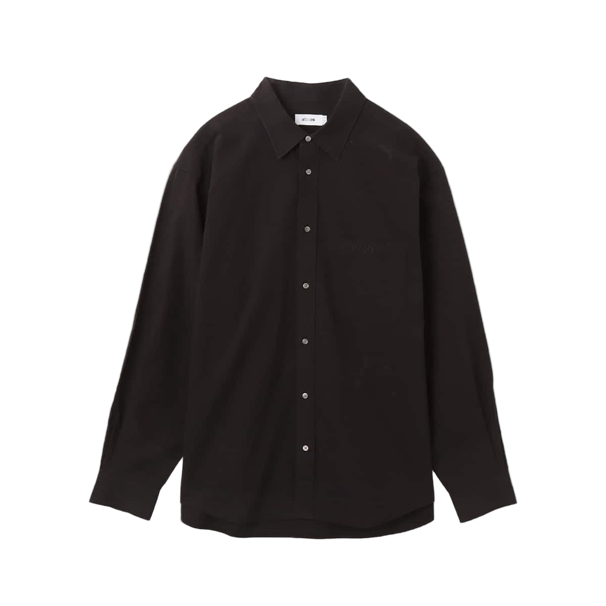 Vintage-Inspired Loose-Fit Shirt with Vertical Creases and Embroidered Atmosphere Motif