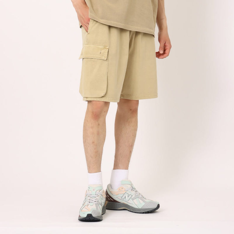 Vintage-style Pigment Dyed Cargo Shorts in Heavyweight Cotton with D-Ring Detail