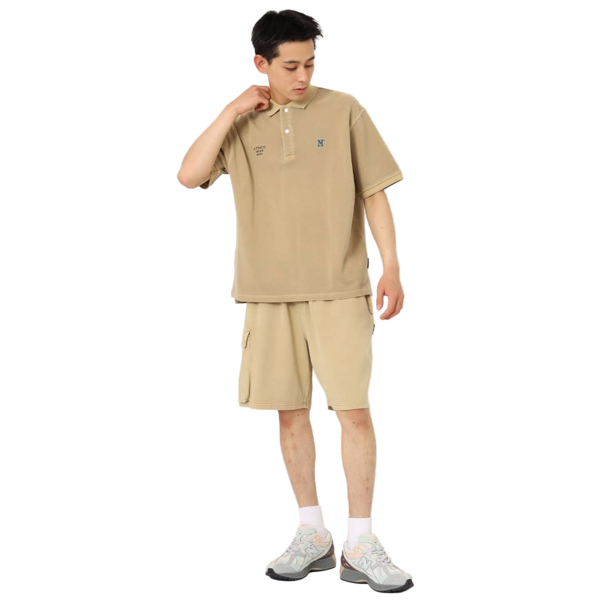 Vintage-style Pigment Dyed Cargo Shorts in Heavyweight Cotton with D-Ring Detail