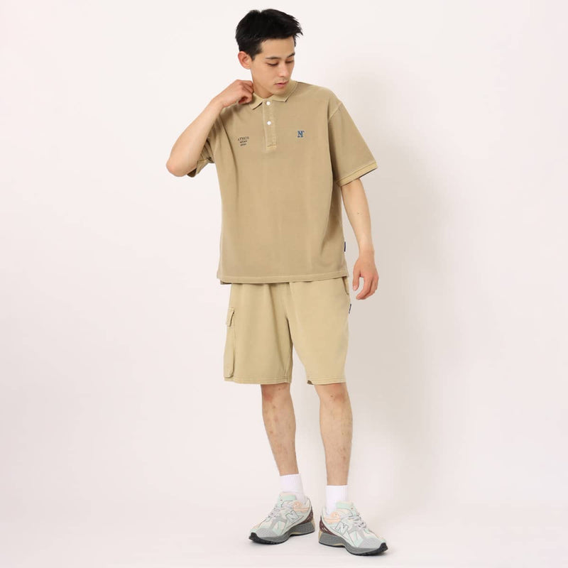 Vintage-style Pigment Dyed Cargo Shorts in Heavyweight Cotton with D-Ring Detail