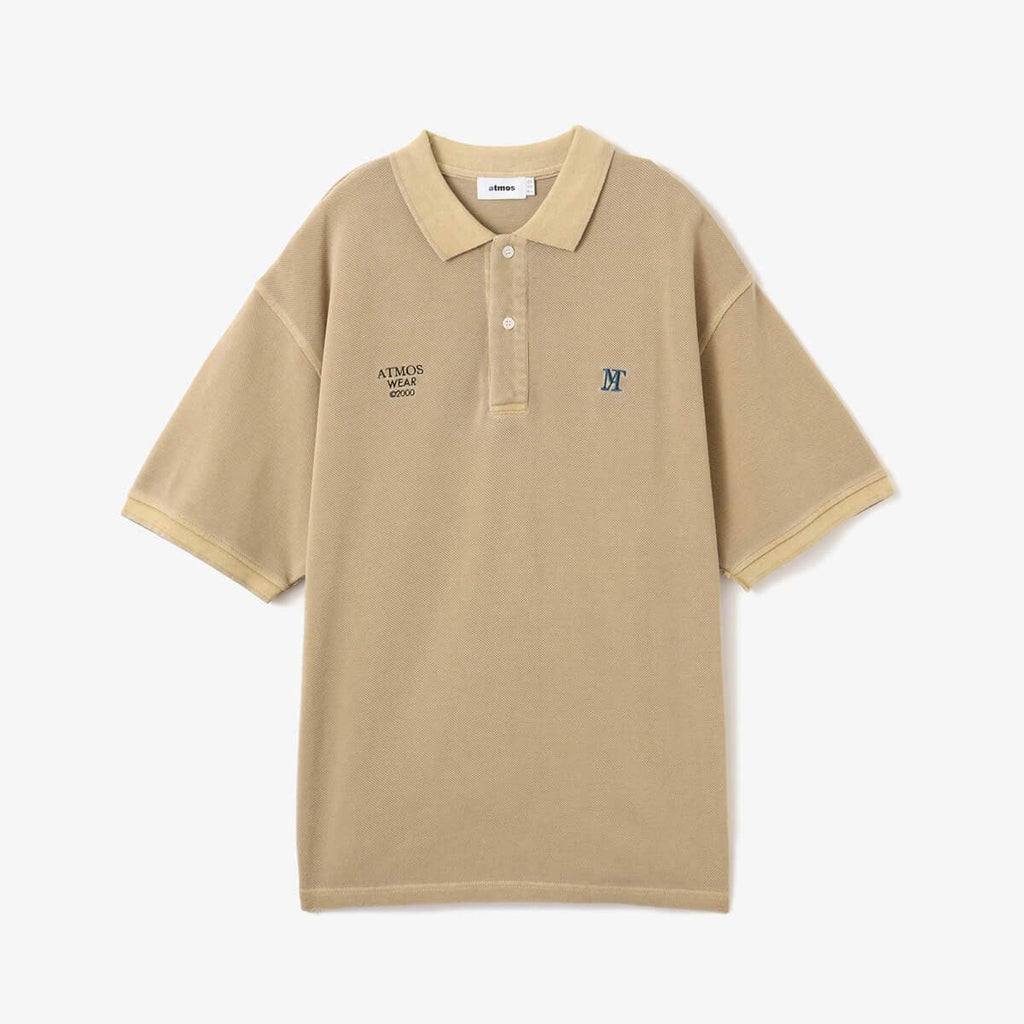 Vintage-style Pigment Dyed Polo Shirt with Embroidered Atmos Motif 