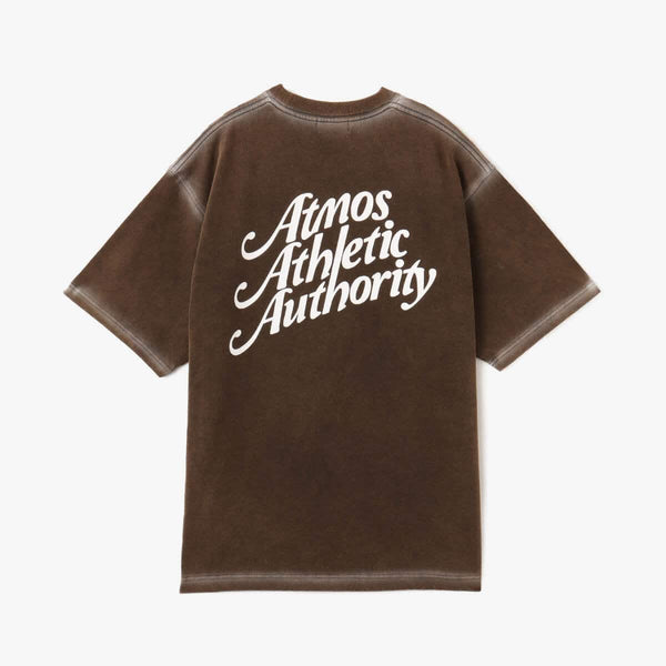 Men's short-sleeved vintage-inspired T-shirt with textured jersey material, "Atmos Athletic Authority"