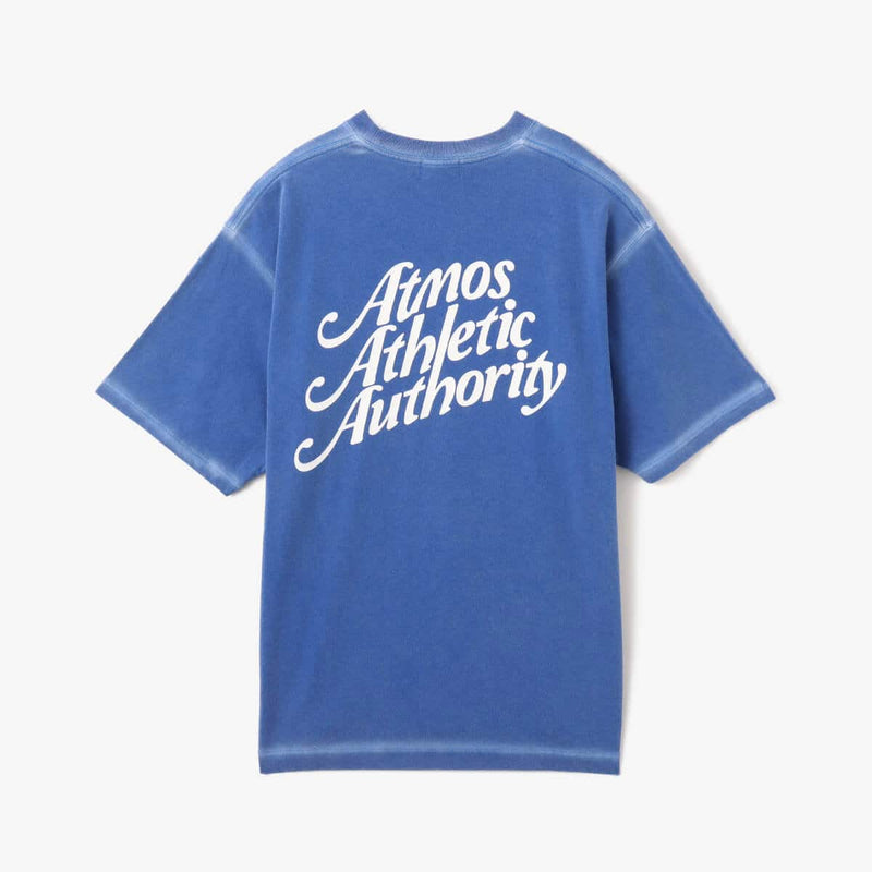 Men's short-sleeved vintage-inspired T-shirt with textured jersey material, "Atmos Athletic Authority"