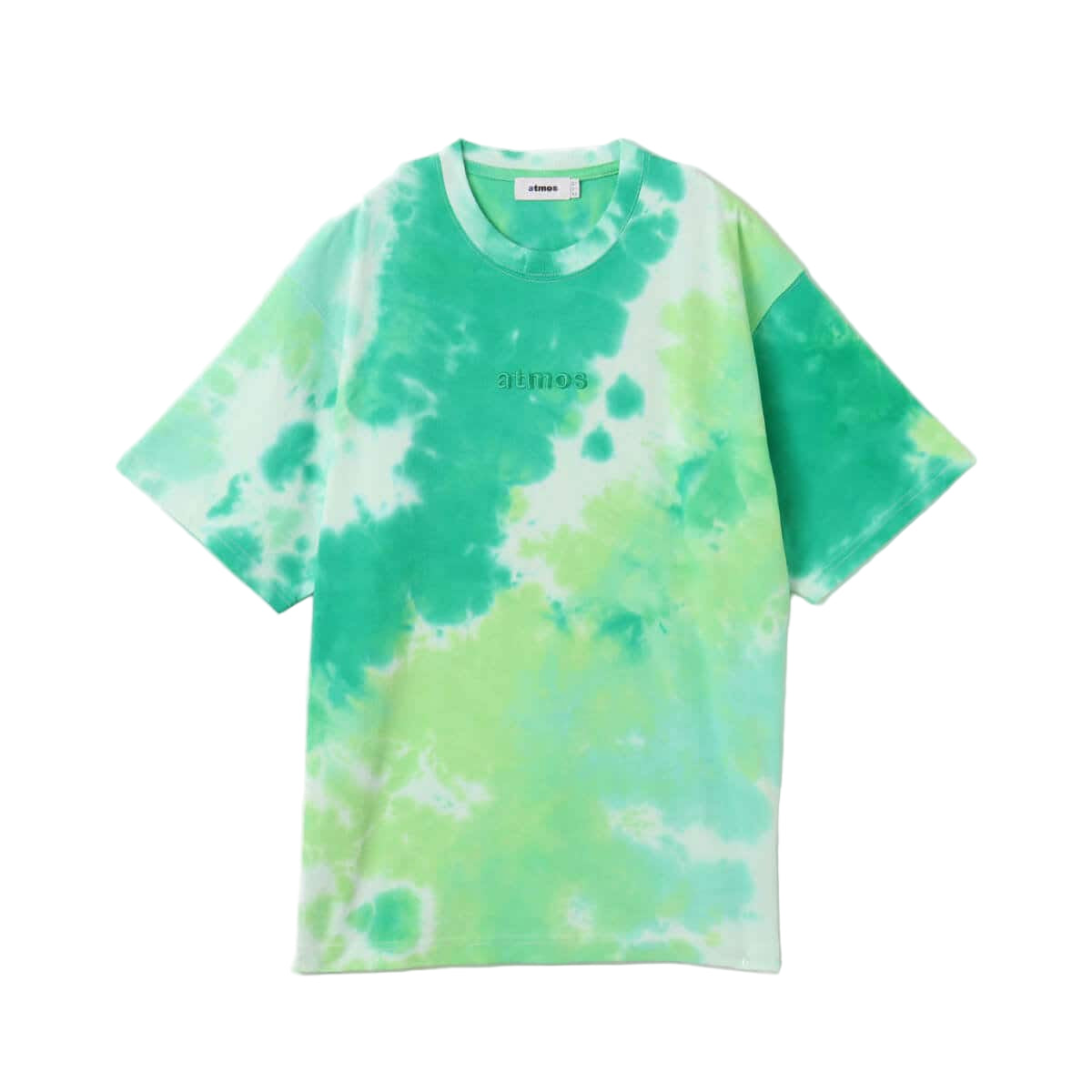 Men's short-sleeved T-shirt with tie-dye print, Embroidery Classic Logo, and blue pist tag on the left hem.
