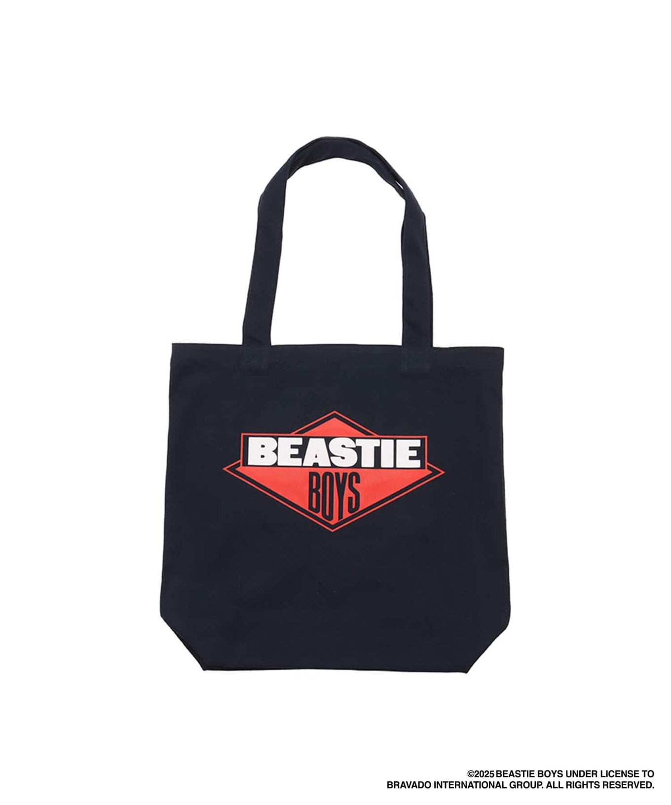 Limited edition atmos x Beastie Boys tote bag featuring "Licensed to Ill TOUR" flyer graphics and Eric Haze logo artwork, made from durable cotton material.