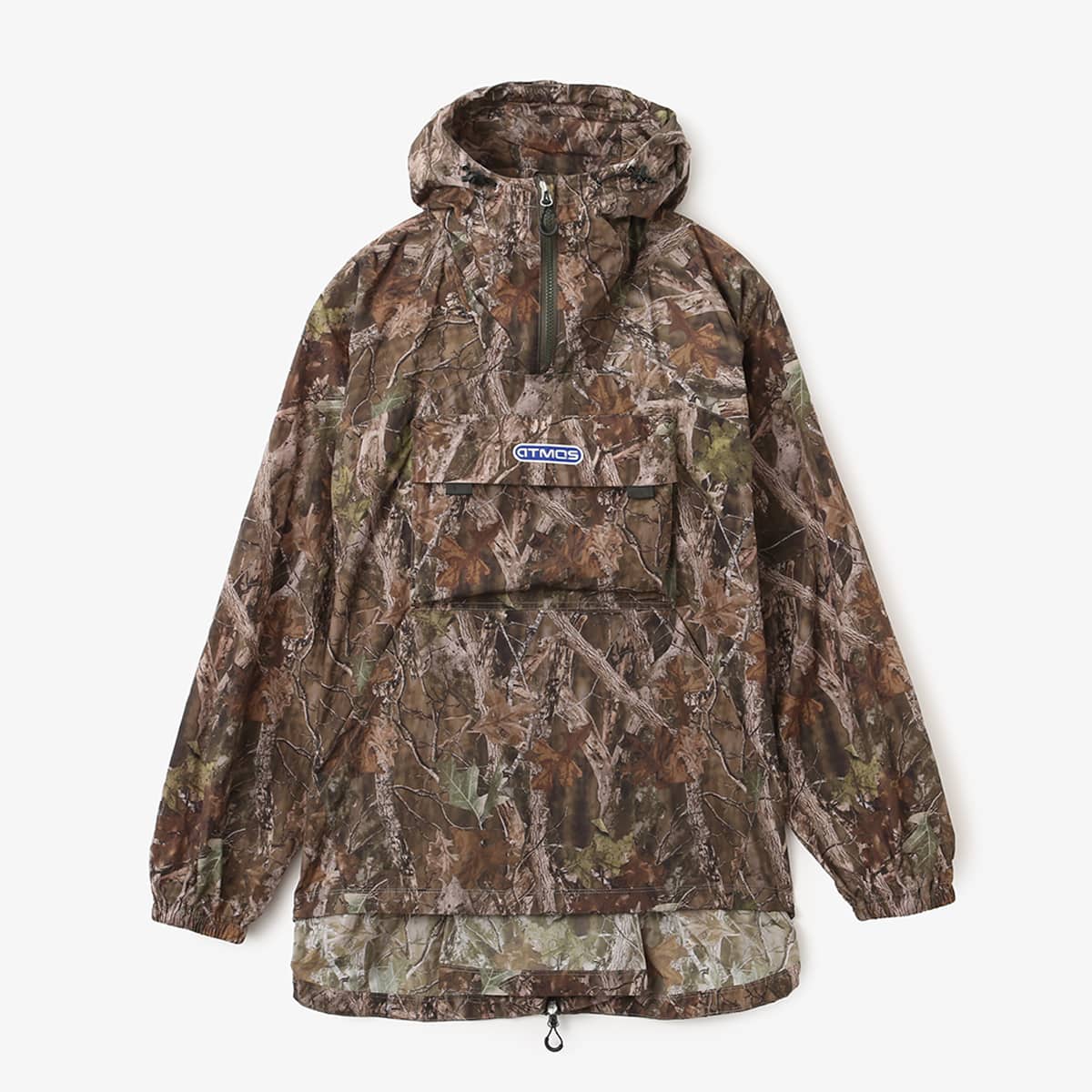 Lightweight, water-repellent anorak jacket with zippered back panel for wearing over a backpack