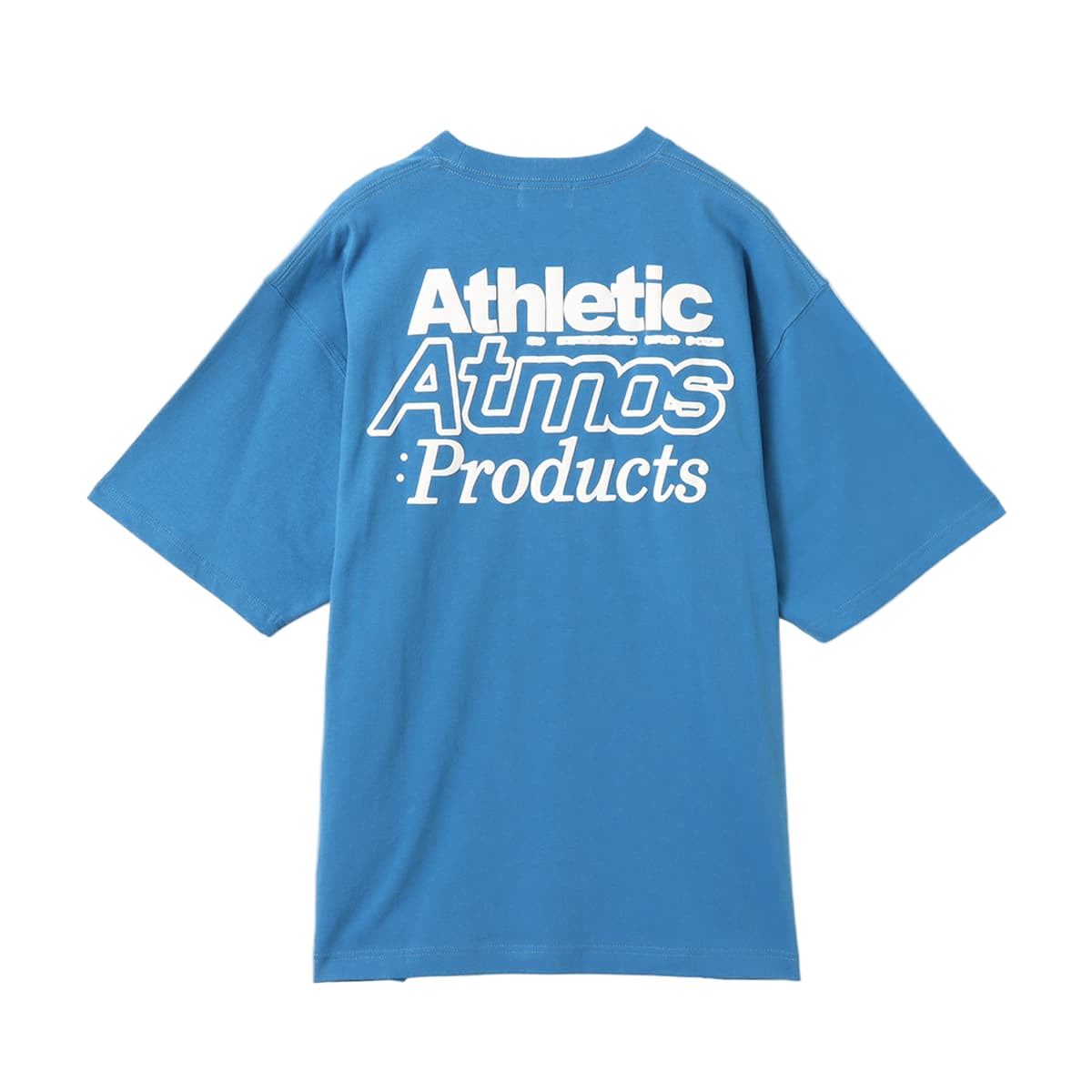 Short-sleeved cotton T-shirt with rubber atmos logo on chest and large foam-printed logo on the back