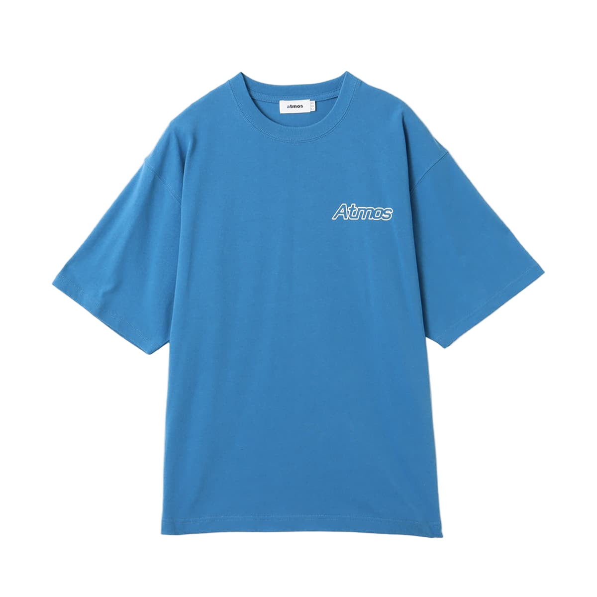 Short-sleeved cotton T-shirt with rubber atmos logo on chest and large foam-printed logo on the back