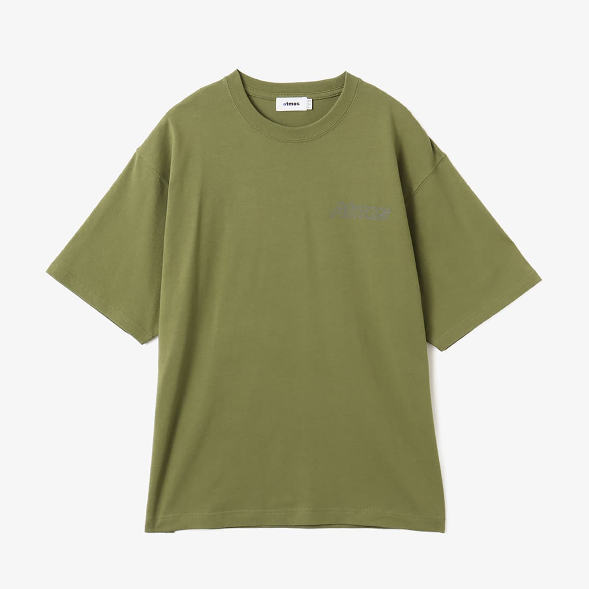 Short-sleeved cotton T-shirt with rubber atmos logo on chest and large foam-printed logo on the back