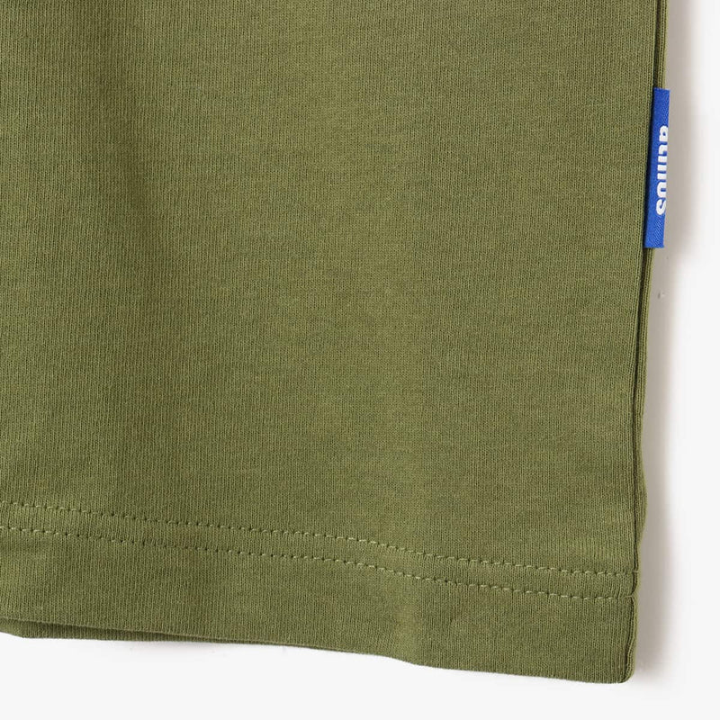 Short-sleeved cotton T-shirt with rubber atmos logo on chest and large foam-printed logo on the back