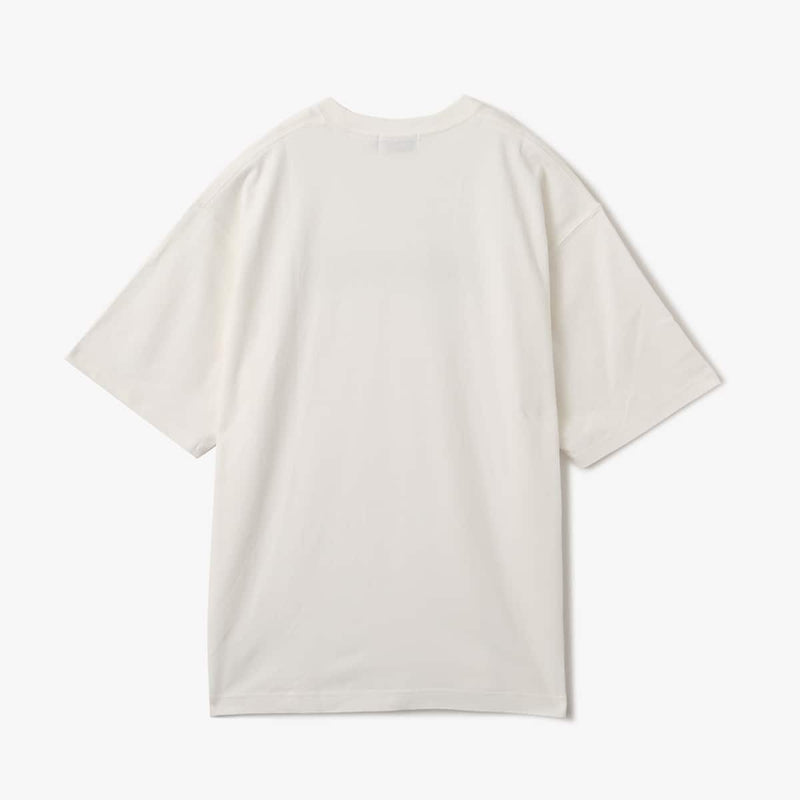 Short-sleeved cotton T-shirt with a three-dimensional front logo using rubber print and embroidery techniques