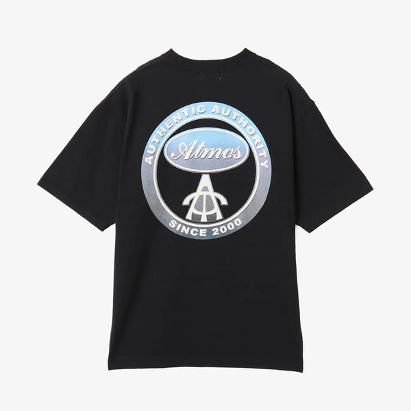 Short-sleeve cotton T-shirt with faded front and back motif and vintage-style one-wash finish.