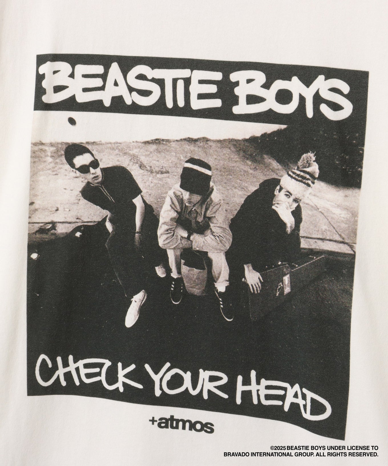 atmos x Beastie Boys 25th Anniversary "Check Your Head" T-shirt with bold front album artwork and Brooklyn Dust Music design on the back.