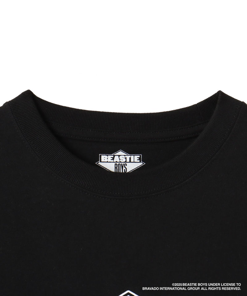 atmos x Beastie Boys short-sleeve T-shirt with Licensed to Ill Tour flyer graphics and Eric Haze’s iconic logo.