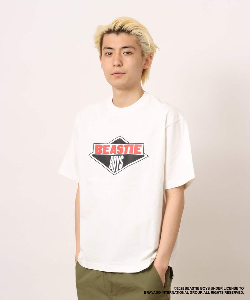 atmos x Beastie Boys short-sleeve T-shirt with Licensed to Ill Tour flyer graphics and Eric Haze’s iconic logo.