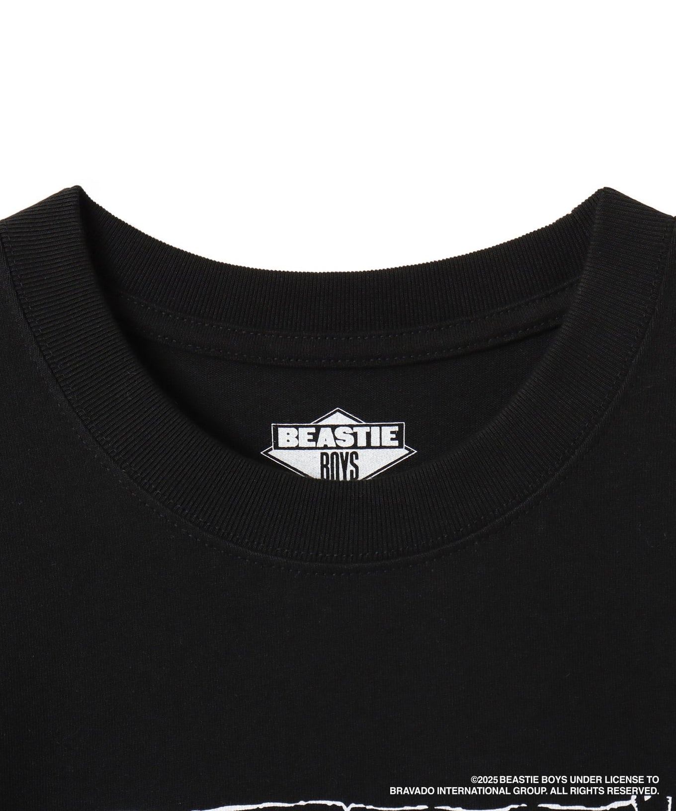 atmos x Beastie Boys T-shirt with early hardcore punk flyer graphic and colored body design.