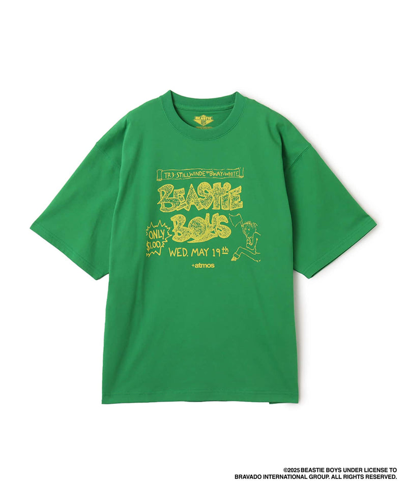 atmos x Beastie Boys T-shirt with early hardcore punk flyer graphic and colored body design.