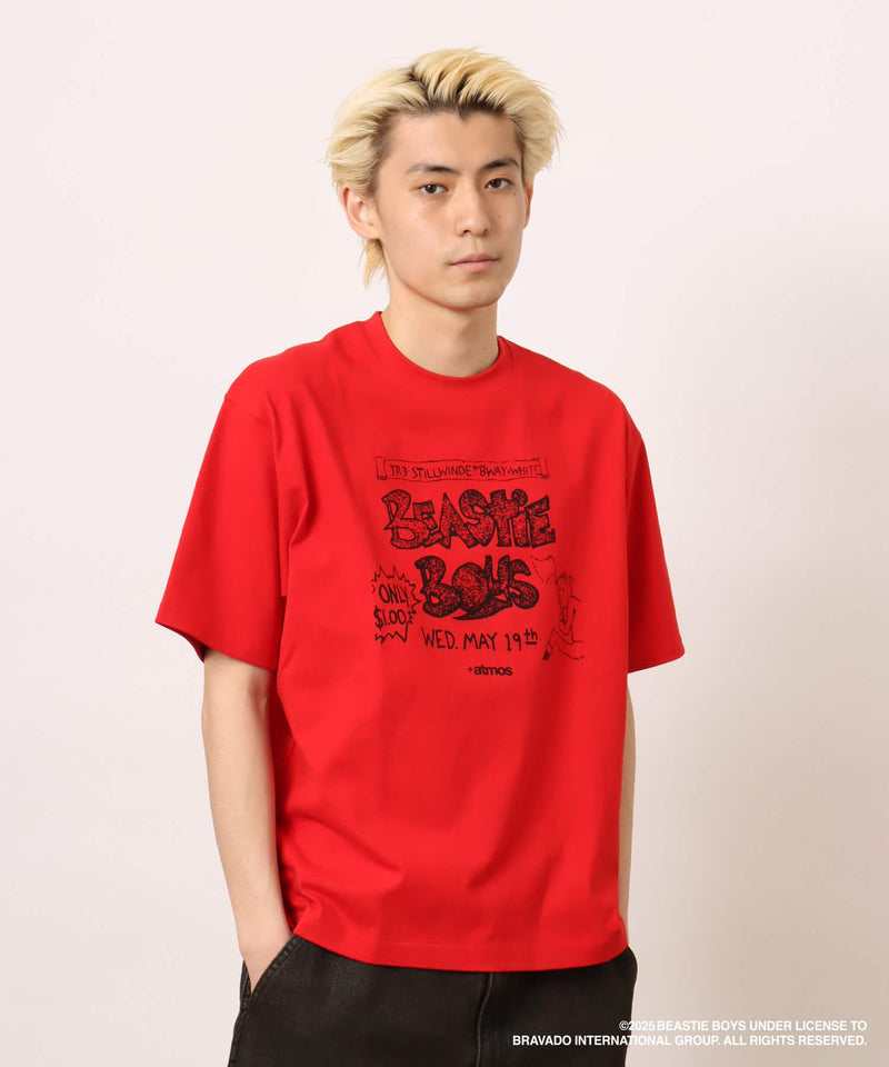 atmos x Beastie Boys T-shirt with early hardcore punk flyer graphic and colored body design.