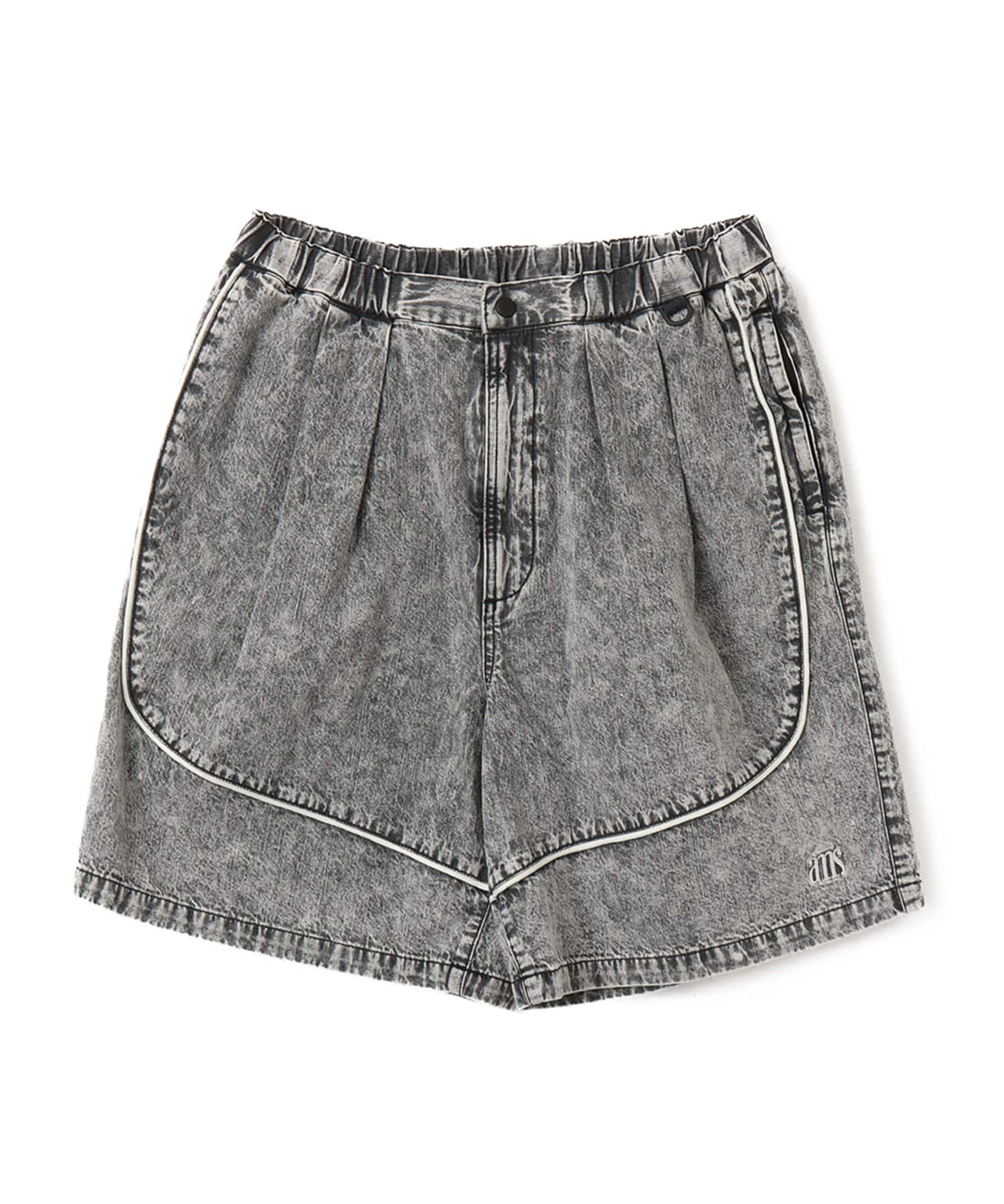 Vintage-washed linen-blend denim shorts in a relaxed fit, ideal for breathable and comfortable summer wear.