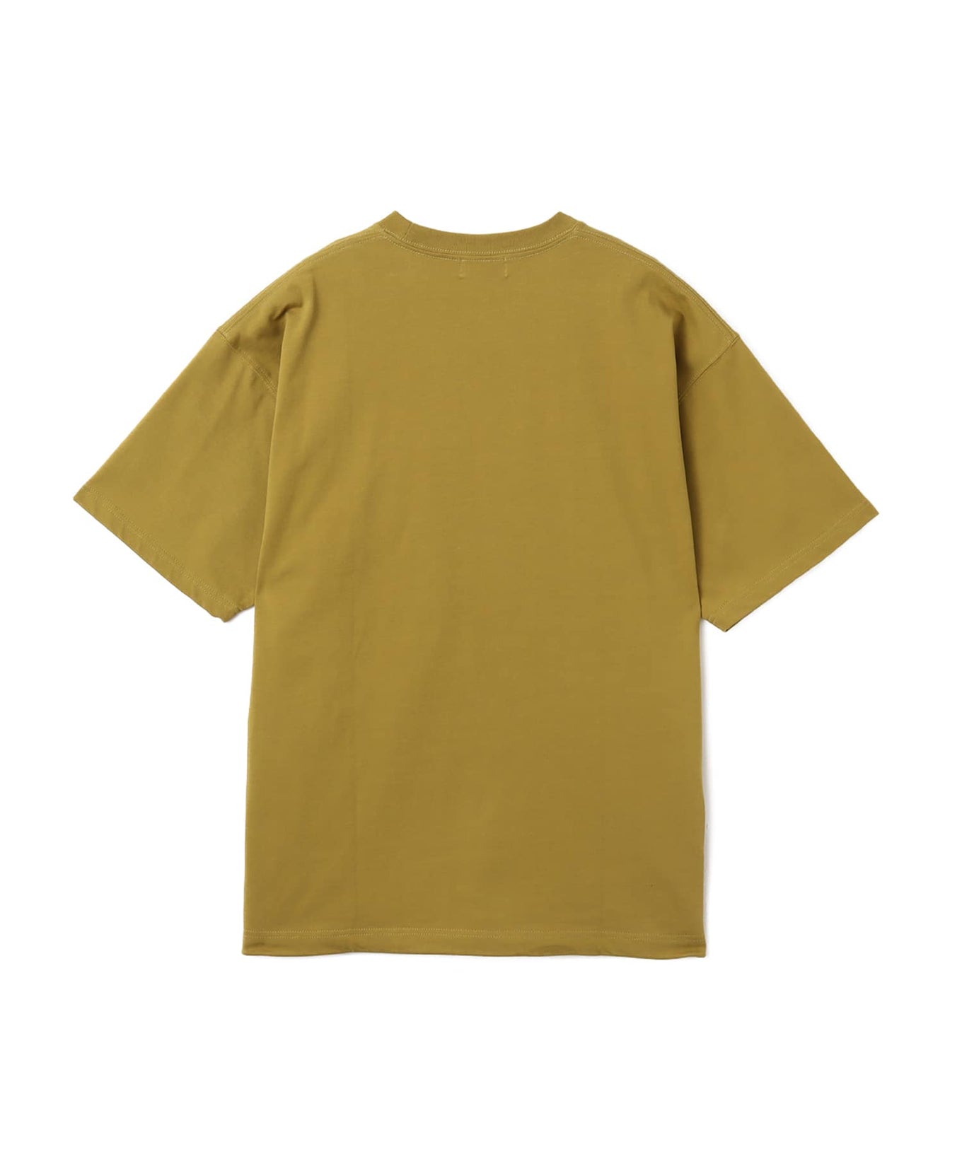 Model wearing a short-sleeved T-shirt with front zip pocket, made from textured, durable cotton.