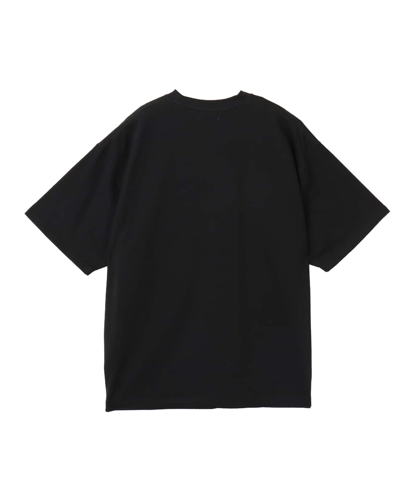 Model wearing a short-sleeved T-shirt with front zip pocket, made from textured, durable cotton.