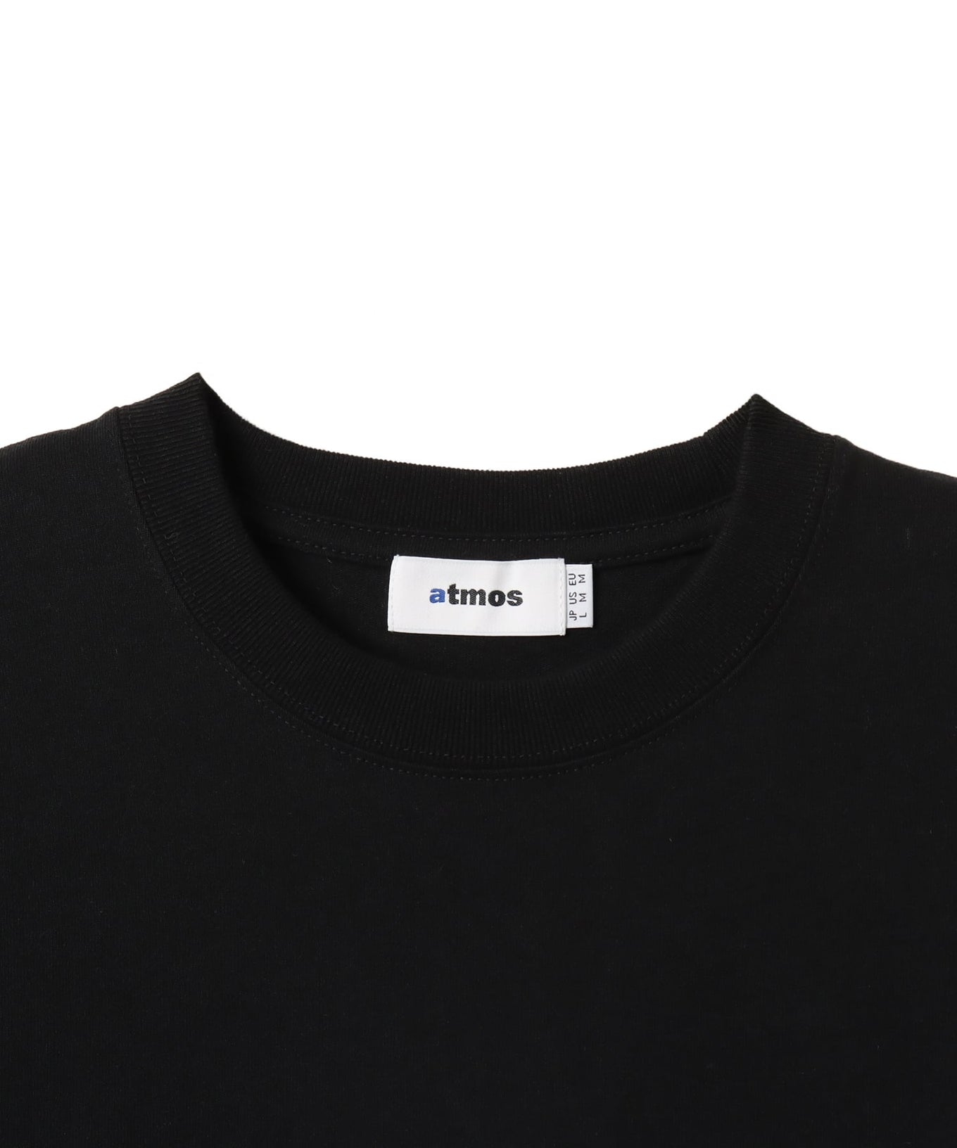 Model wearing short-sleeved atmos T-shirt with ATHENTIC AUTHORITY logo in embroidery and rubber print.