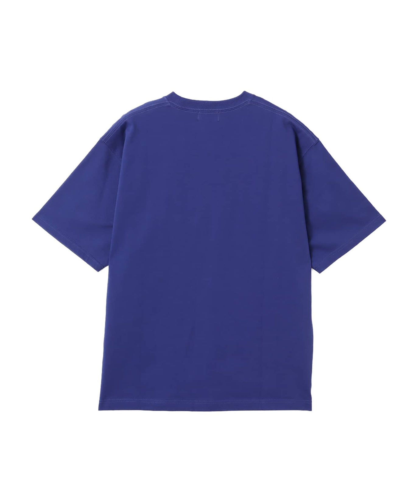 Model wearing a short-sleeved T-shirt with bold rubber-printed atmos logo on the front.