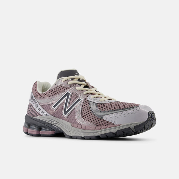 New Balance 860v2 sneaker with ACTEVA LITE cushioning, N-ergy shock absorption, ABZORB SBS pods, synthetic overlays, and open-knit mesh upper with curved line details.