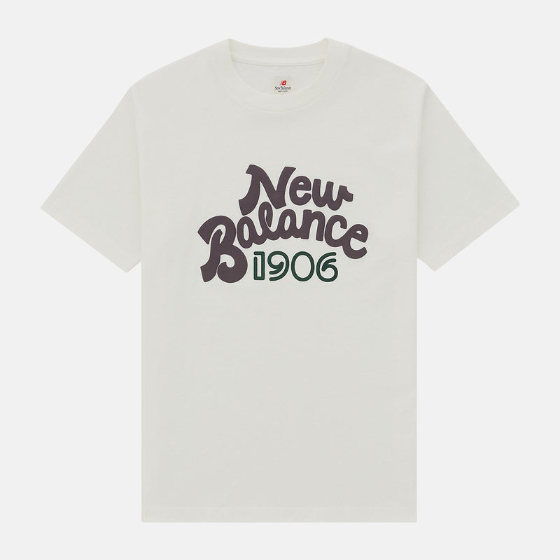 Made in USA New Balance Graphic T-Shirt featuring script wordmark and puff print 1906 graphic, Fall/Winter '24 collection.