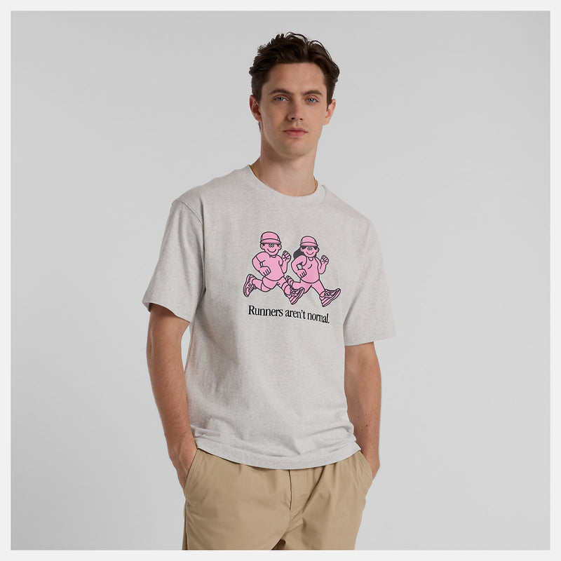 Face Oka x New Balance T-shirt featuring colorful Flying NB graphics on front and back