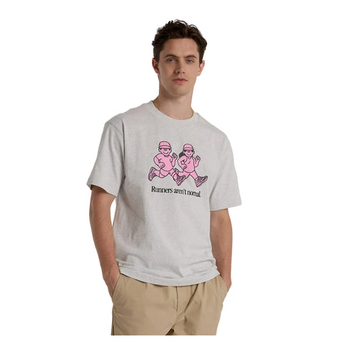 Face Oka x New Balance T-shirt featuring colorful Flying NB graphics on front and back