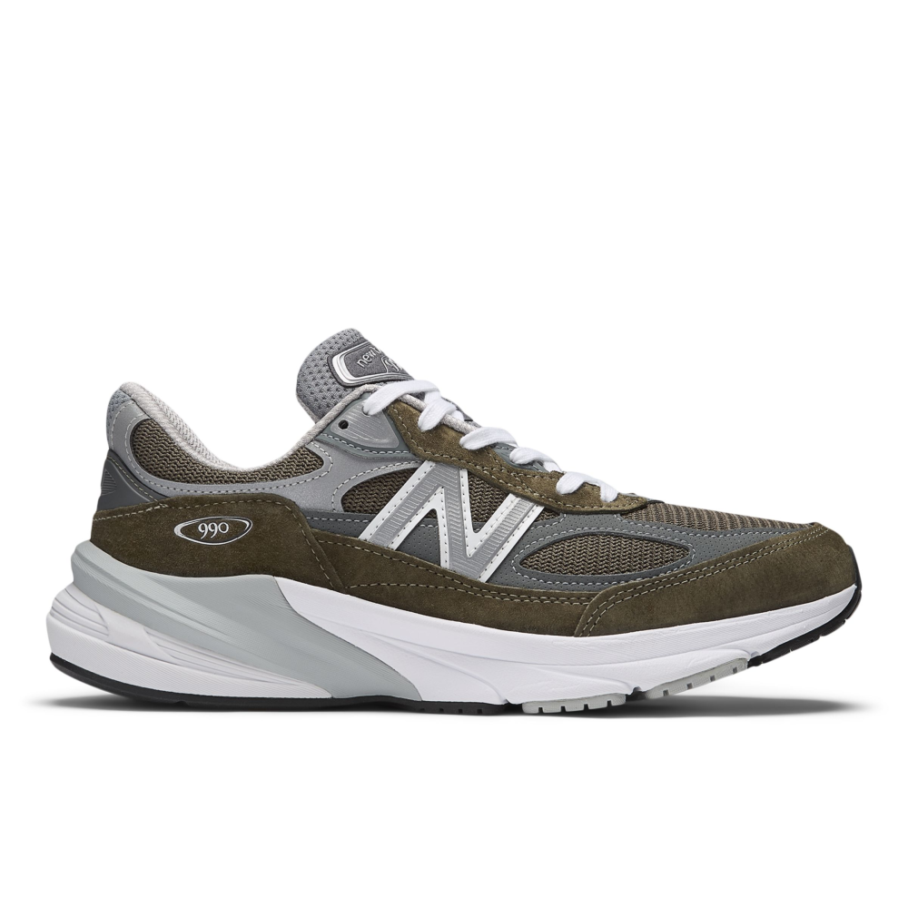 New Balance Made in USA 990v6 sneaker with a streamlined suede and mesh upper, FuelCell cushioning, and a modern grey colorway.