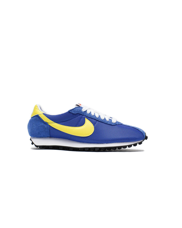 Nike LD-1000 retro running shoe in Game Royal and Opti Yellow with flared heel and Waffle sole.